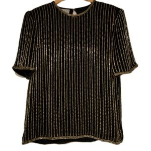 NWT Vintage Stenay beaded sequin silk blouse top